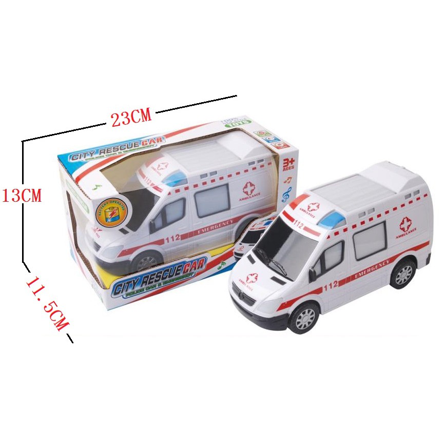 Kingtoys City Rescue Emergency Ambulance Car Toy Bump & Go Music Light ...