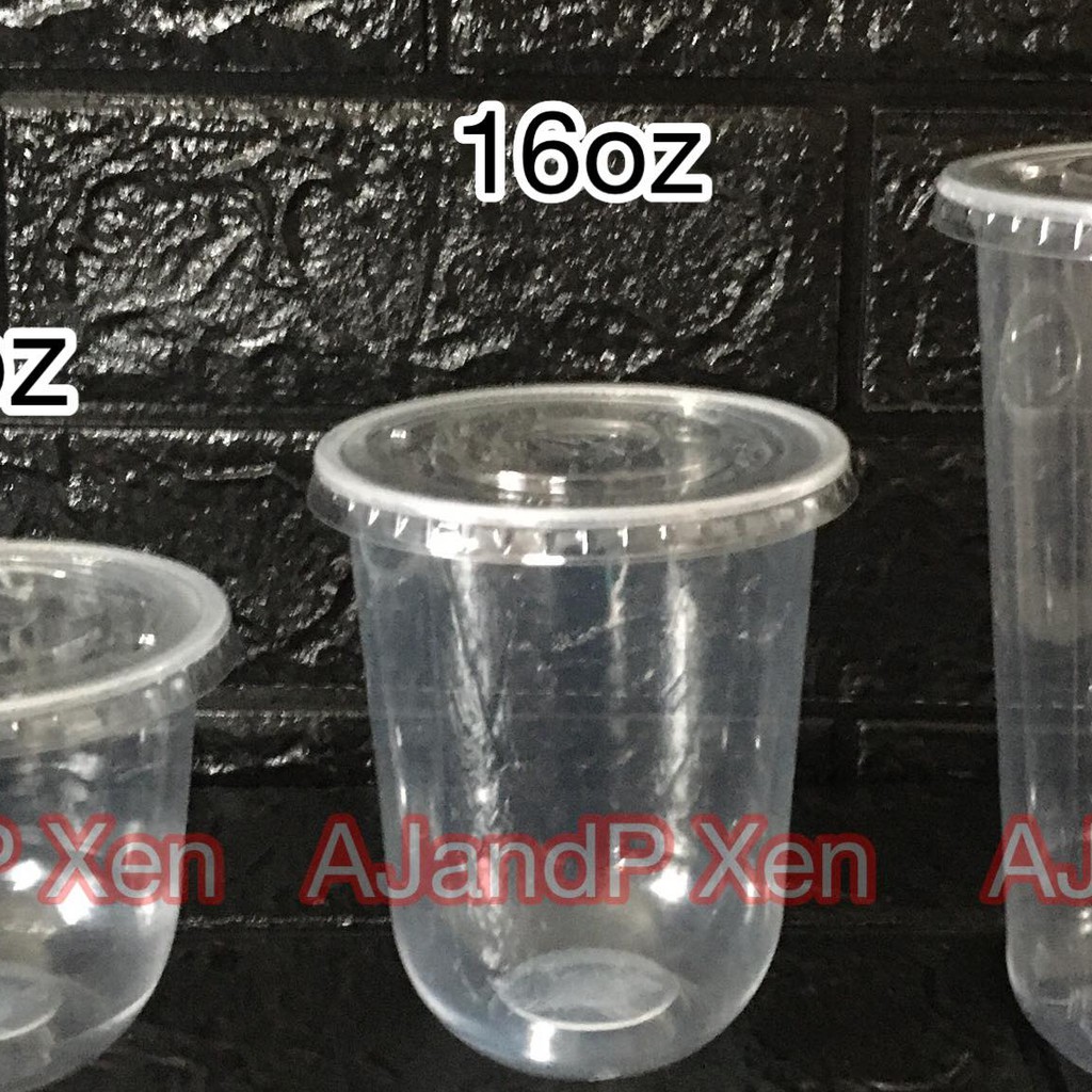 50 sets 16oz U CUPS with flat lids 95mm plastic milk tea cups