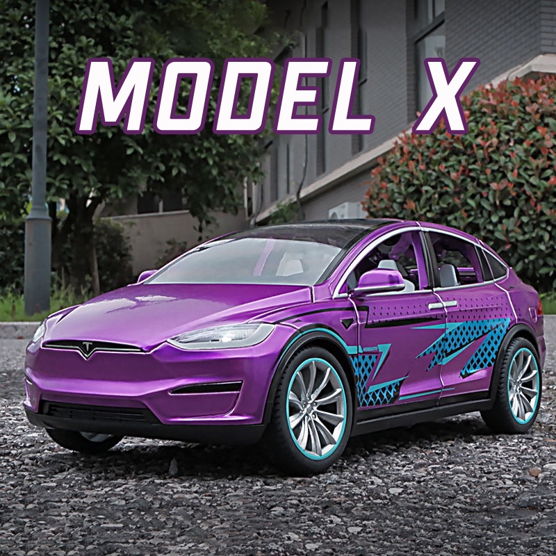 1:20 Scale Tesla Model X Alloy Car Model Diecast Car Sound Light Pull ...
