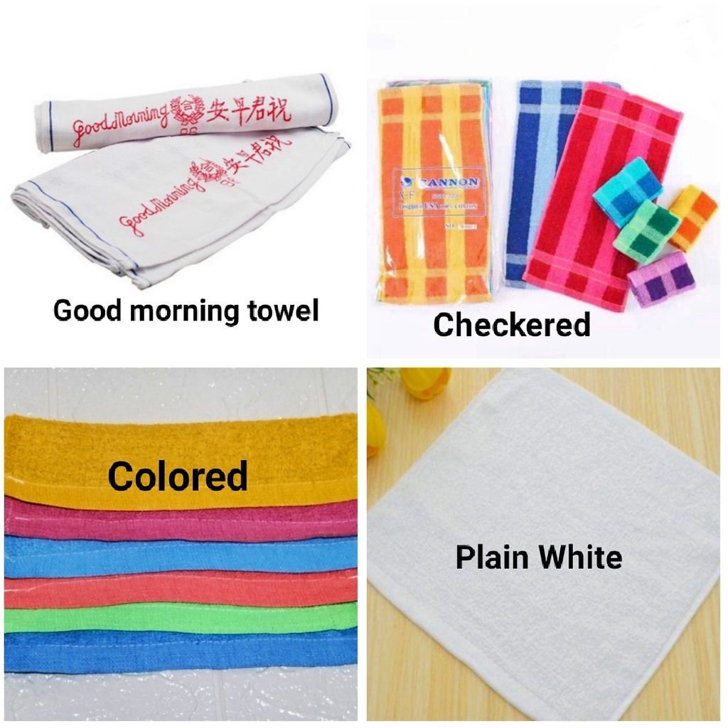 Good Morning Towel Hand Face Cotton Towel Checkered Plain Shopee Philippines
