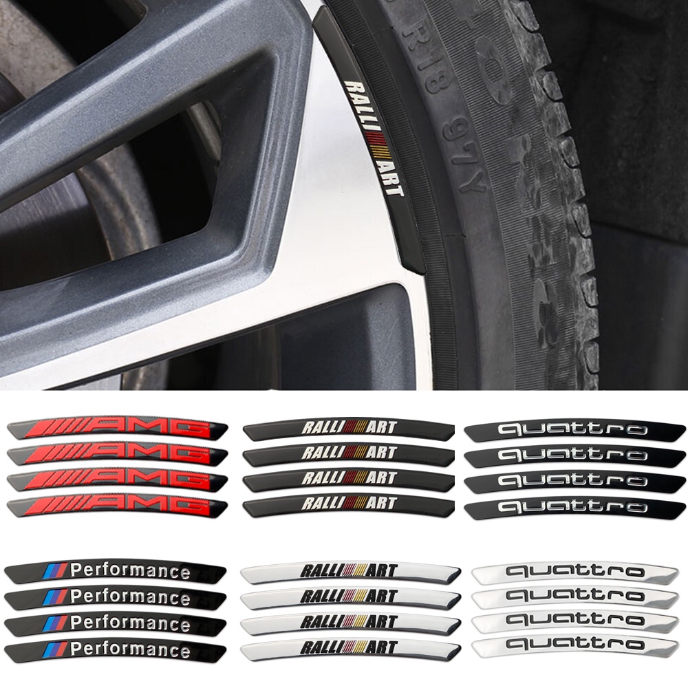 Aluminum Car Wheel Sticker Modified Quattro Performance AMG Ralliart ...