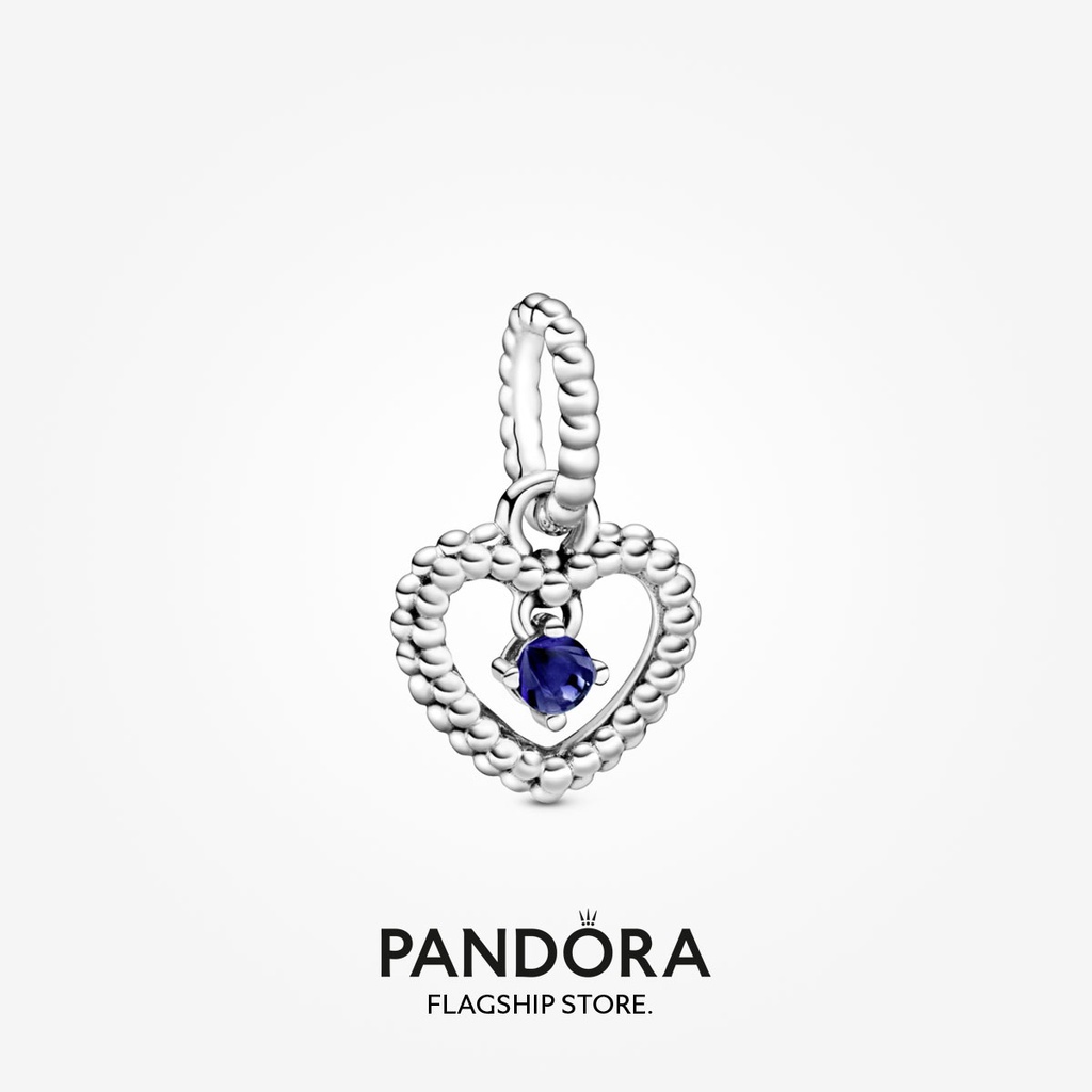 pandora silver charm Pandora Birthstone Beaded Heart Dangle Charm (Sea Blue) h717 Shopee