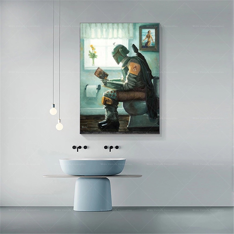 Star Wars Boba Fett Reading Book on The Toilet Poster and Print Vintage ...