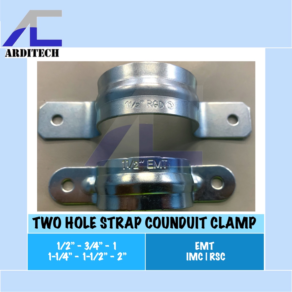 Two Hole Strap Conduit Clamp EMT RSC IMC | 1/2" - 3/4" - 1" - 1-1/4 ...