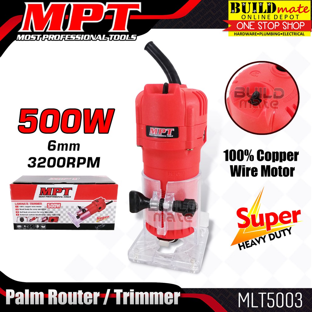 BUILDMATE MPT 500W 6MM Electric Laminate Palm Router / Trimmer Mini ...