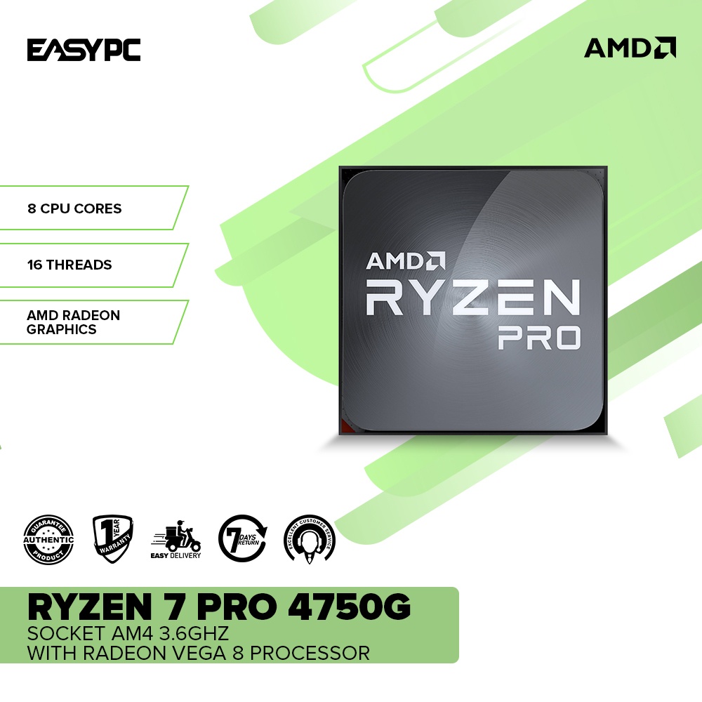 EasyPC | AMD Ryzen 7 Pro 4750G Socket Am4 3.6ghz with Radeon Vega