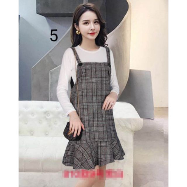 Checkered dress 2025 with white shirt