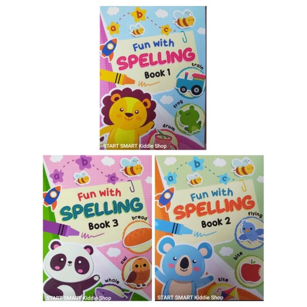 FUN WITH SPELLING workbooks 3 BOOKS IN A SET, for preschoolers