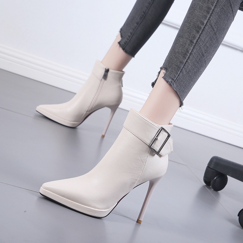 New Pointed Toe High Heel Ankle Boots Stiletto Martin Boots