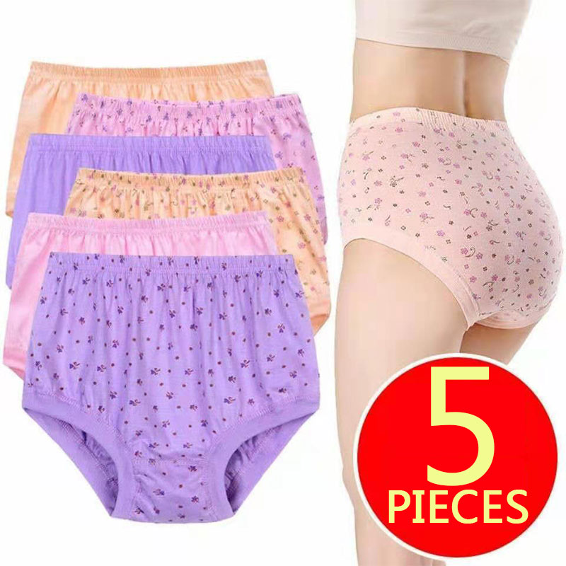 5PCS Cotton Mom Panty Women Plus Size High Waist Panties Mother Underwear  Briefs Ladies Antibacterial Lingerie