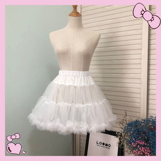 Women Girls Ruffled Short Petticoat with/no Hoop Solid Color Fluffy Bubble  Tutu Skirt Puffy Half Slip Prom Crinoline Underskirt