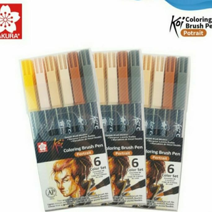 Sakura Pen Brush Set Of 6 Skin Tones Koi Coloring Brush Pen Code 689 ...