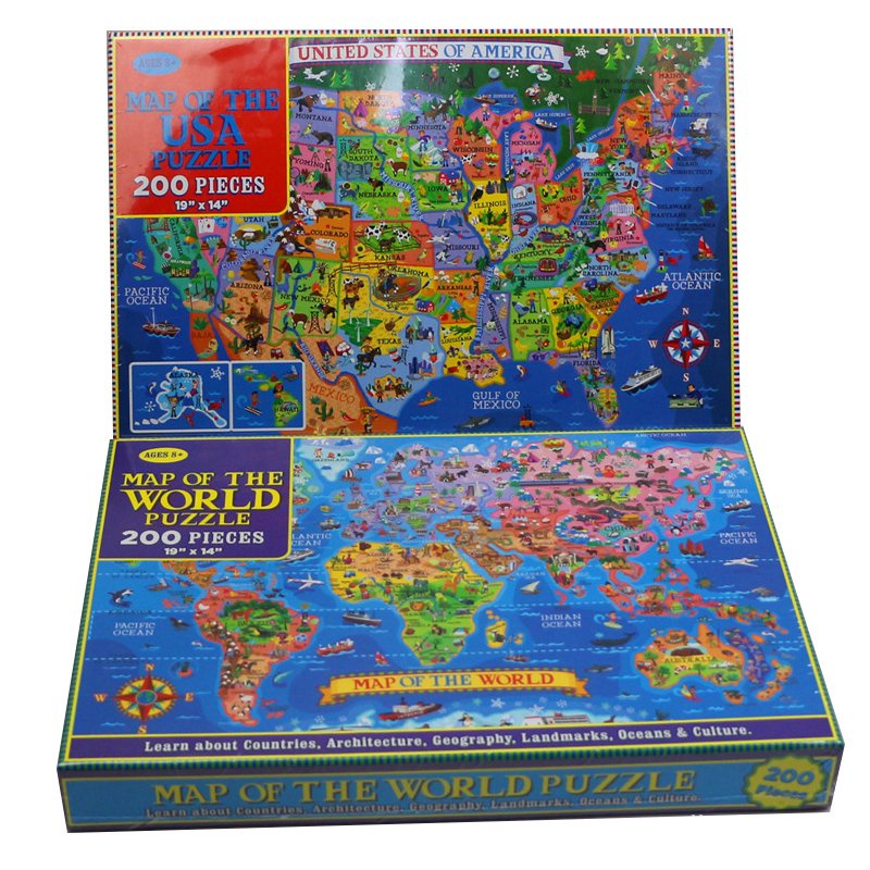 200Pieces Jigsaw Puzzles World Map Educational United States Map