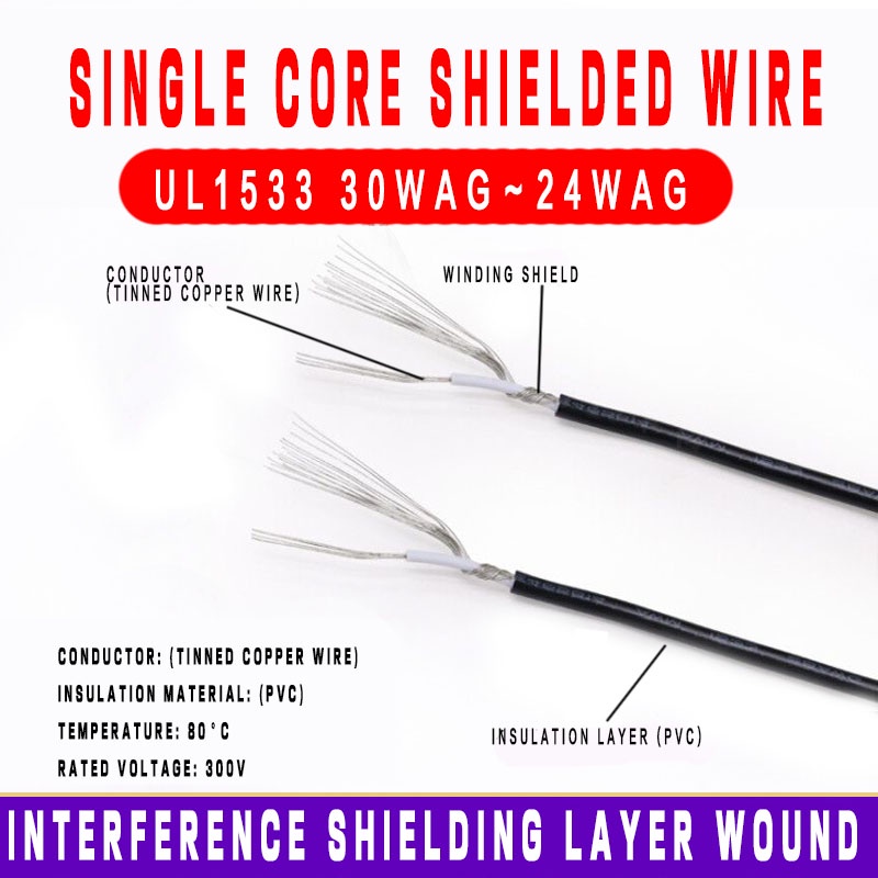 UL1533 single-core shielded wire 32~24awg American standard electronic ...