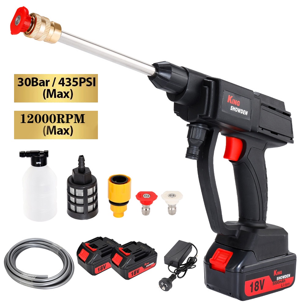 2022 NEW Kingshowden 18V 30Bar Wireless High Pressure Car Wash Water