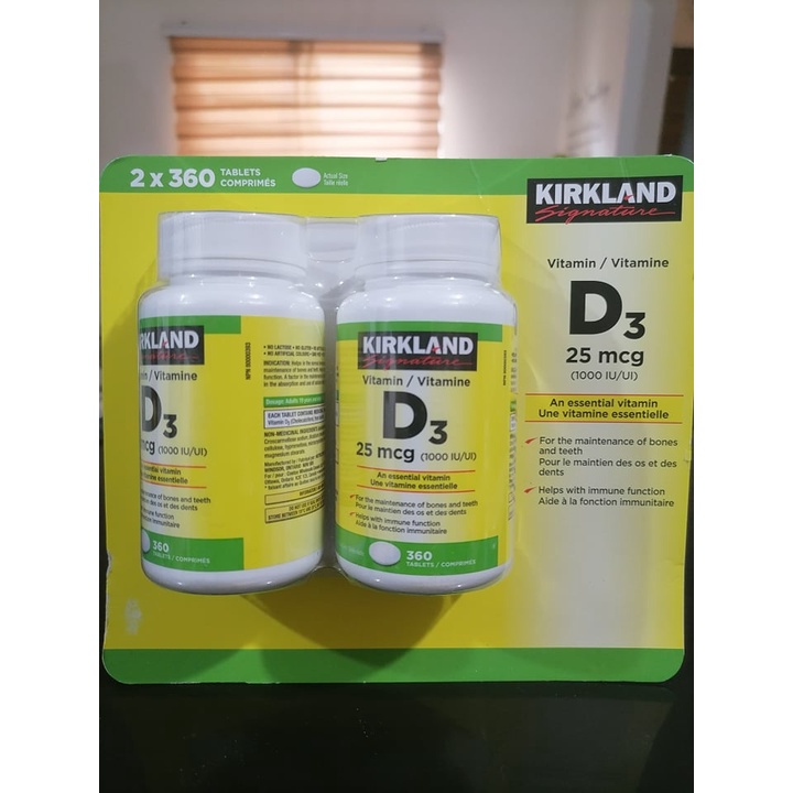 Original Kirkland Signature Vitamin D3, 1000 IU, 360 Tablets Shopee