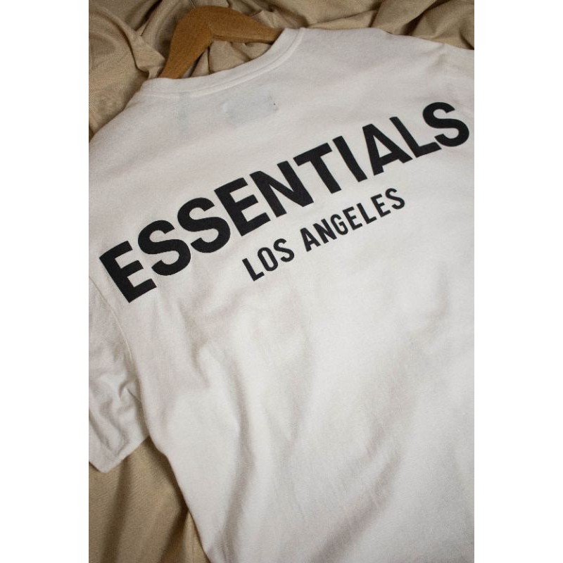 Fear of God ESSENTIALS LOS ANGELES FOG WHITE BOXY TEE | Shopee