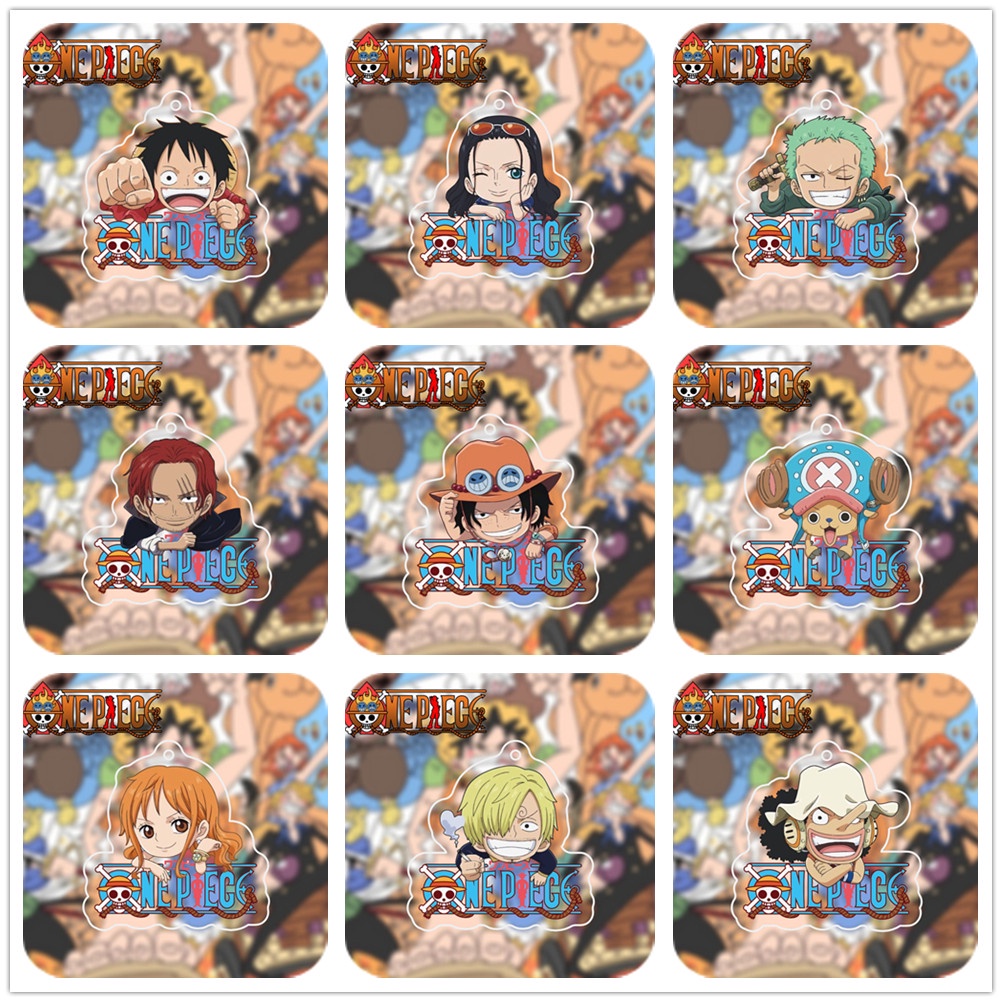 Anime One Piece Acrylic Pendent Keychain Cartoon Figure Luffy Ace Nami ...