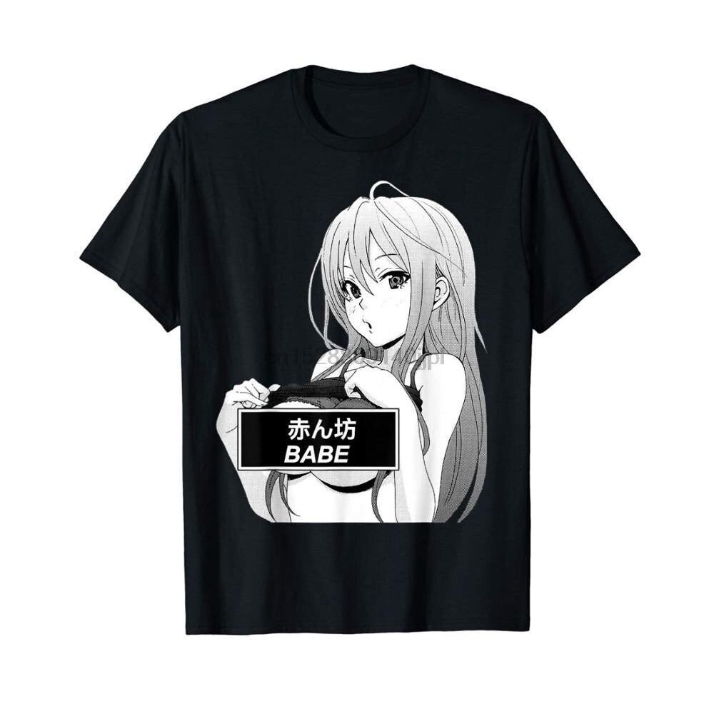 Babe Hentai T Shirt Aesthetic Vaporwave T Shirt Anime Manga Cotton Men
