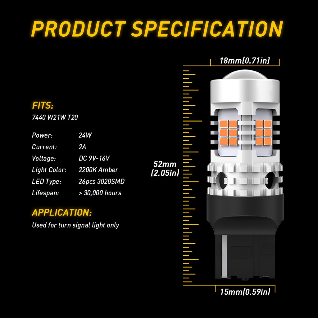 Auxito Pcs No Hyper Flash T P W Ba S Led Bulb Lm K Smd For Day