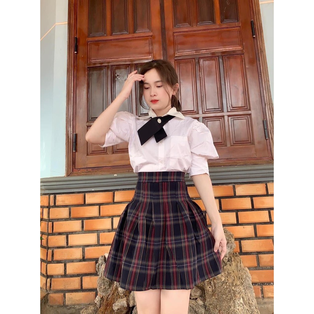 Plaid skirt cheap outfit korean