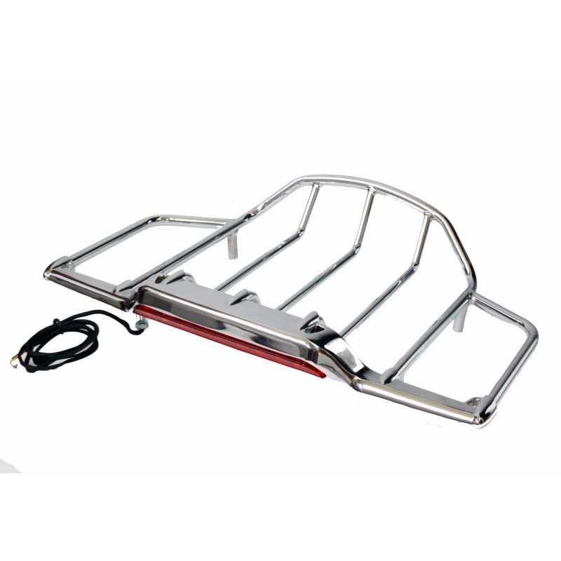 Jk Chrome Motorcycle Led Air Wing Tour Pak Pack Trunk Luggage Rack For