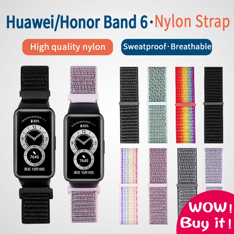 Niboow Nylon Bracelet Compatible With Huawei Band 6/Honor Band 6, Soft Adjustable Sport Strap, Replacement Breathable Soft Woven Bracelet, For Women Men For Huawei Band 6/Honor Band 6-Black/Red
