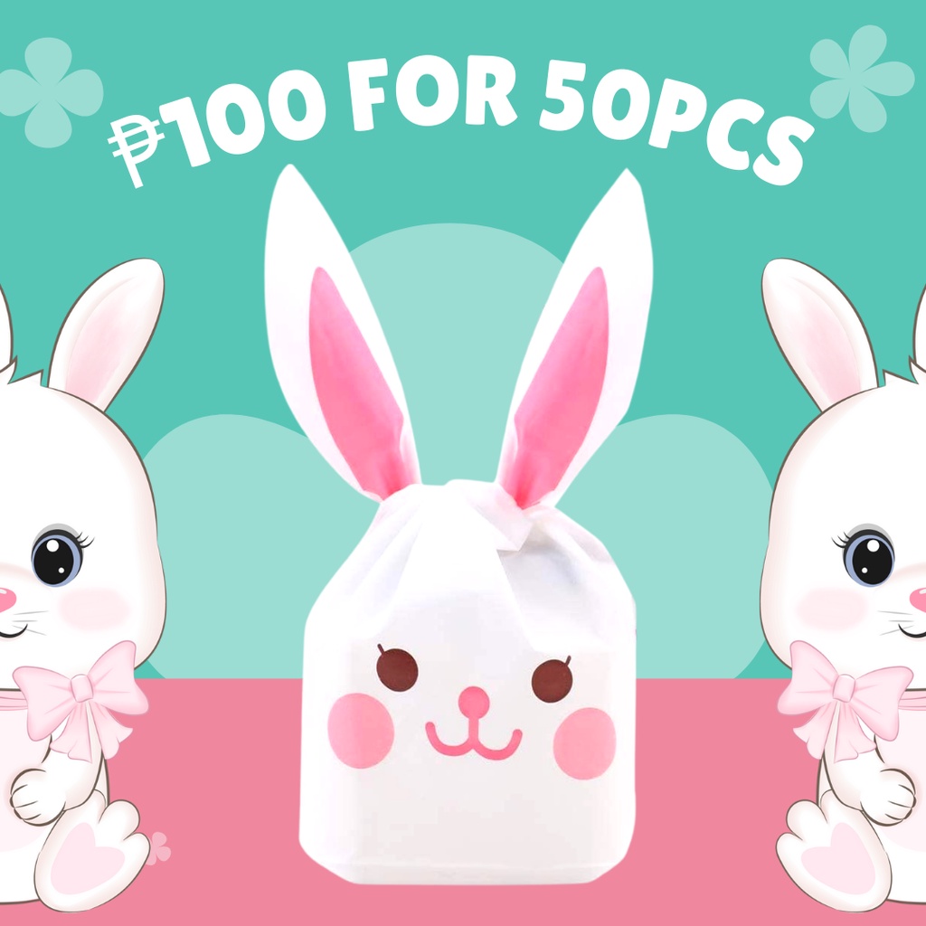 FP182 (50 Pieces) Rabbit Bunny Easter Cute Ear Plastic Cookie Plastic ...