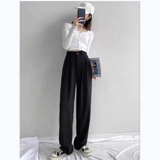 High Waist Trousers Women Loose Straight Slimmer Look Spring