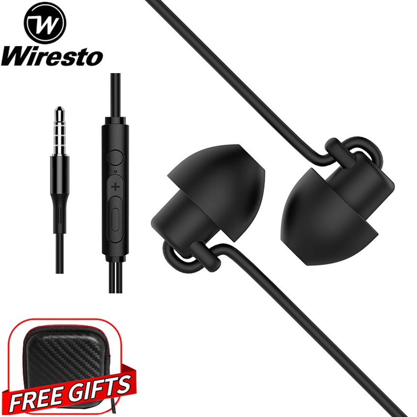 Wiresto Wired Earphone Sleep Earphones Anti Noise In Ear Ultra Soft Silicone Earbuds Painless