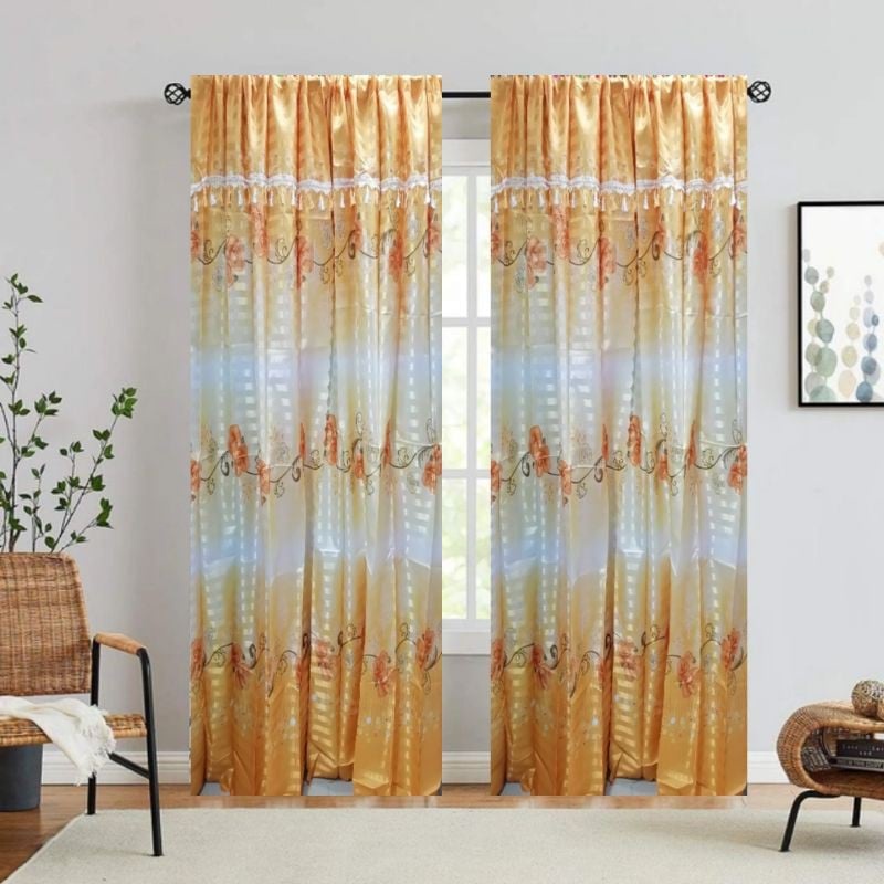 WJ-76 / 84 Curtain Quality Thick Silk Fabric Curtain Without Ring ...