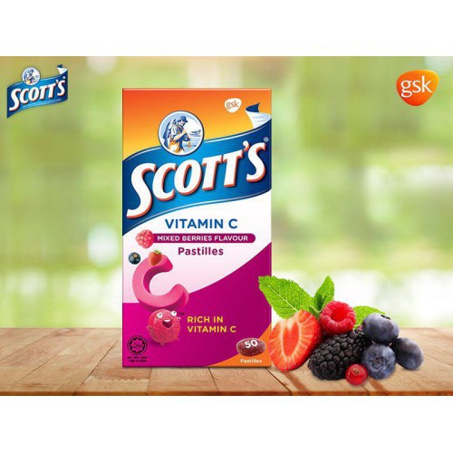 Scott's Vitamin C Pastilles - Mixed Berries Flavour for Kids and Adults ...