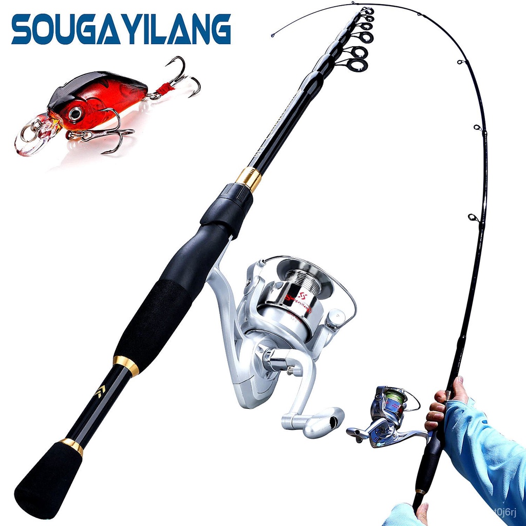 Sougayilang Fishing Rod Reel Set 1.8m 2.1m 2.4m Ultralight Weight Fishing Rod  Fishing Reels Telescop