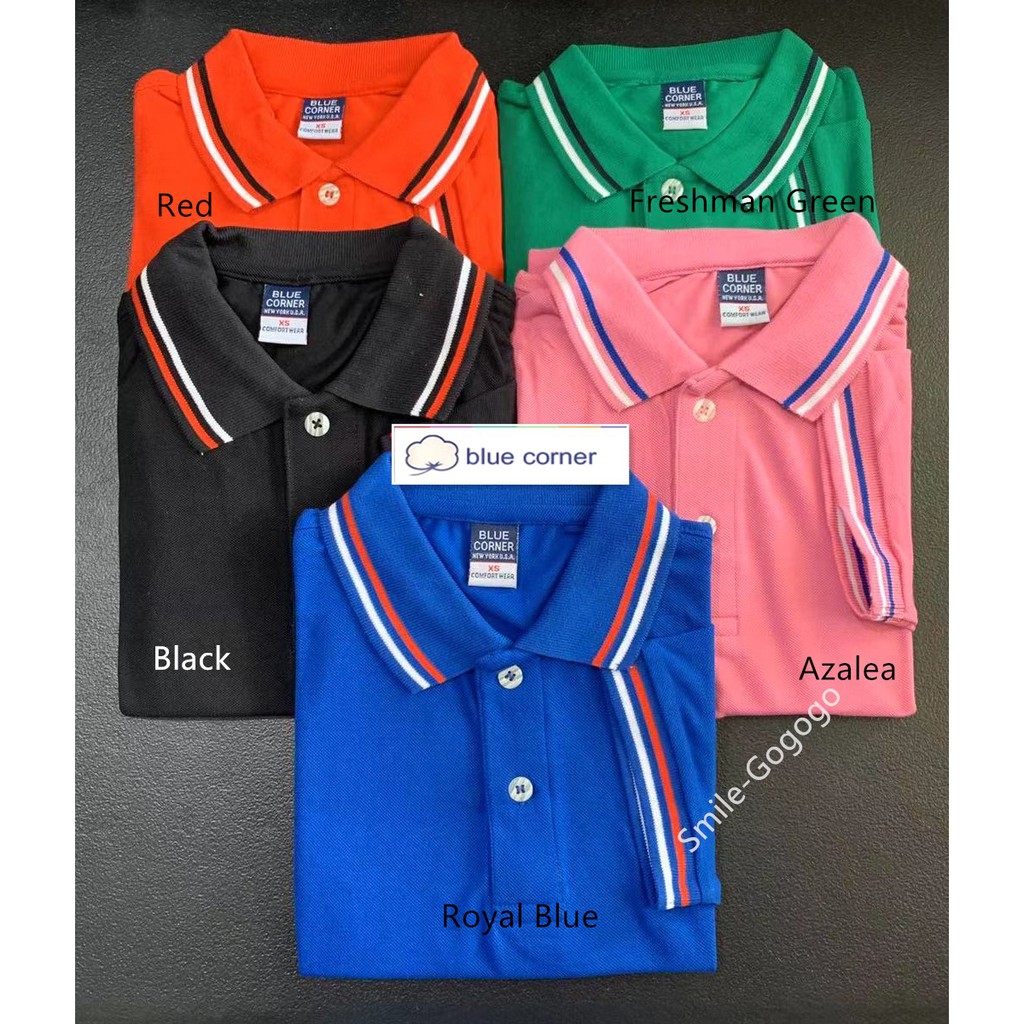 Blue corner polo clearance shirt with stripes