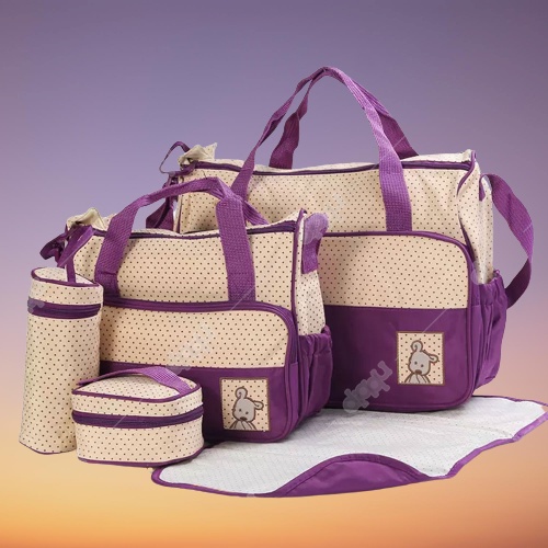 Camo and purple 9 popular piece Diaper bag set