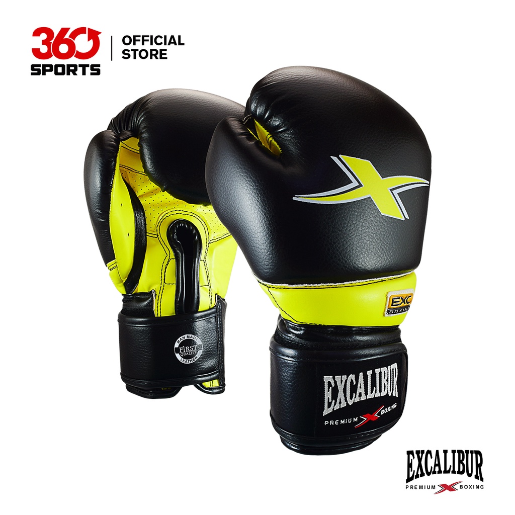 Excalibur LEGACYEVO PU Premium Training Boxing Gloves Black/Lime
