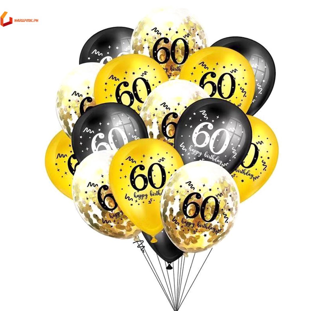 15 Pcs 30th 40th 50th 60th Birthday Balloon Kit for Men or Women Black ...