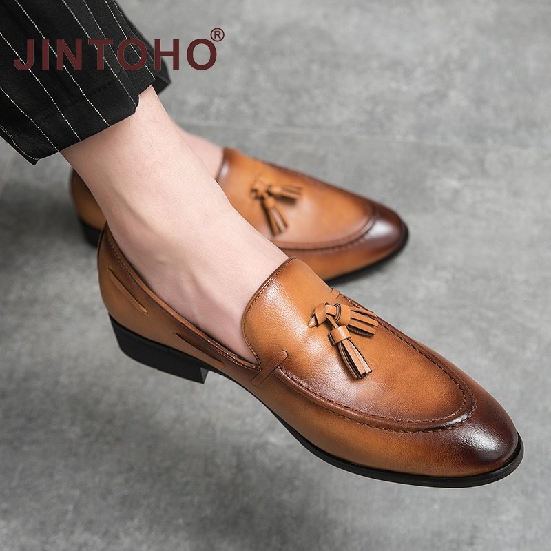 2022 New Men Leather Shoes Pointed Toe Formal Dress Shoes Slip On Men Loafer Tassel Shoe Shopee Philippines