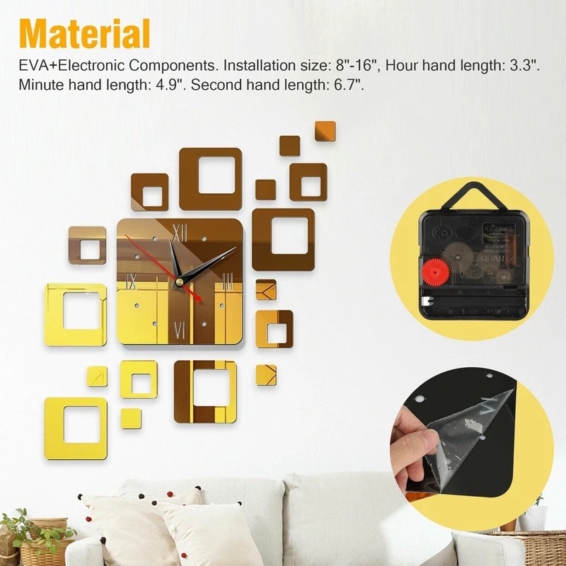 BrandnewModern Style DIY 3d Large Wall Clock Stickers Kitchen Clocks Acrylic Mirror Stick