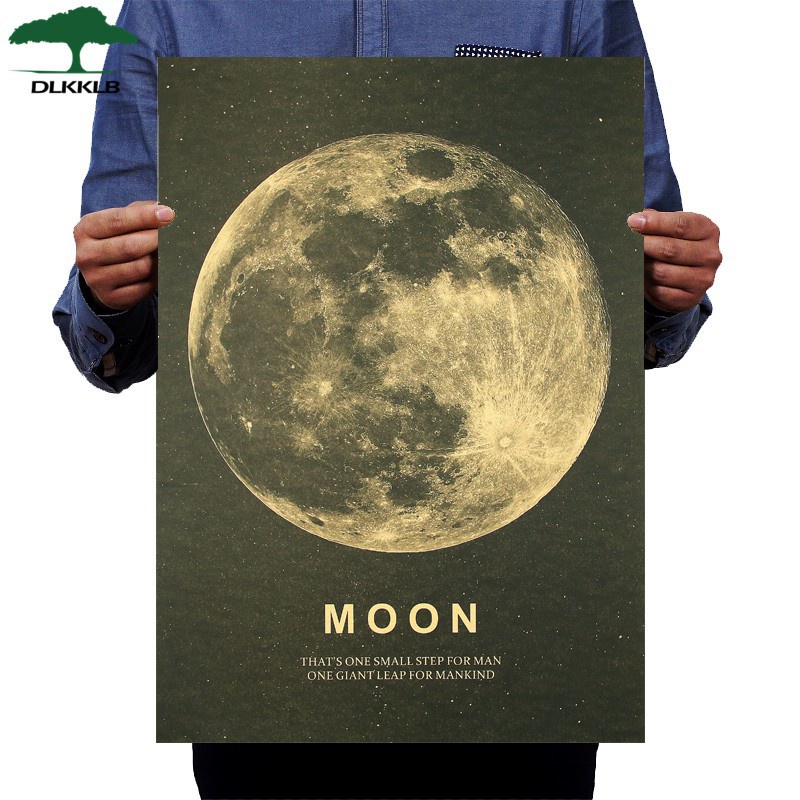 DLKKLB Moon Classic Poster A Great Step for Humans Kraft Paper Vintage