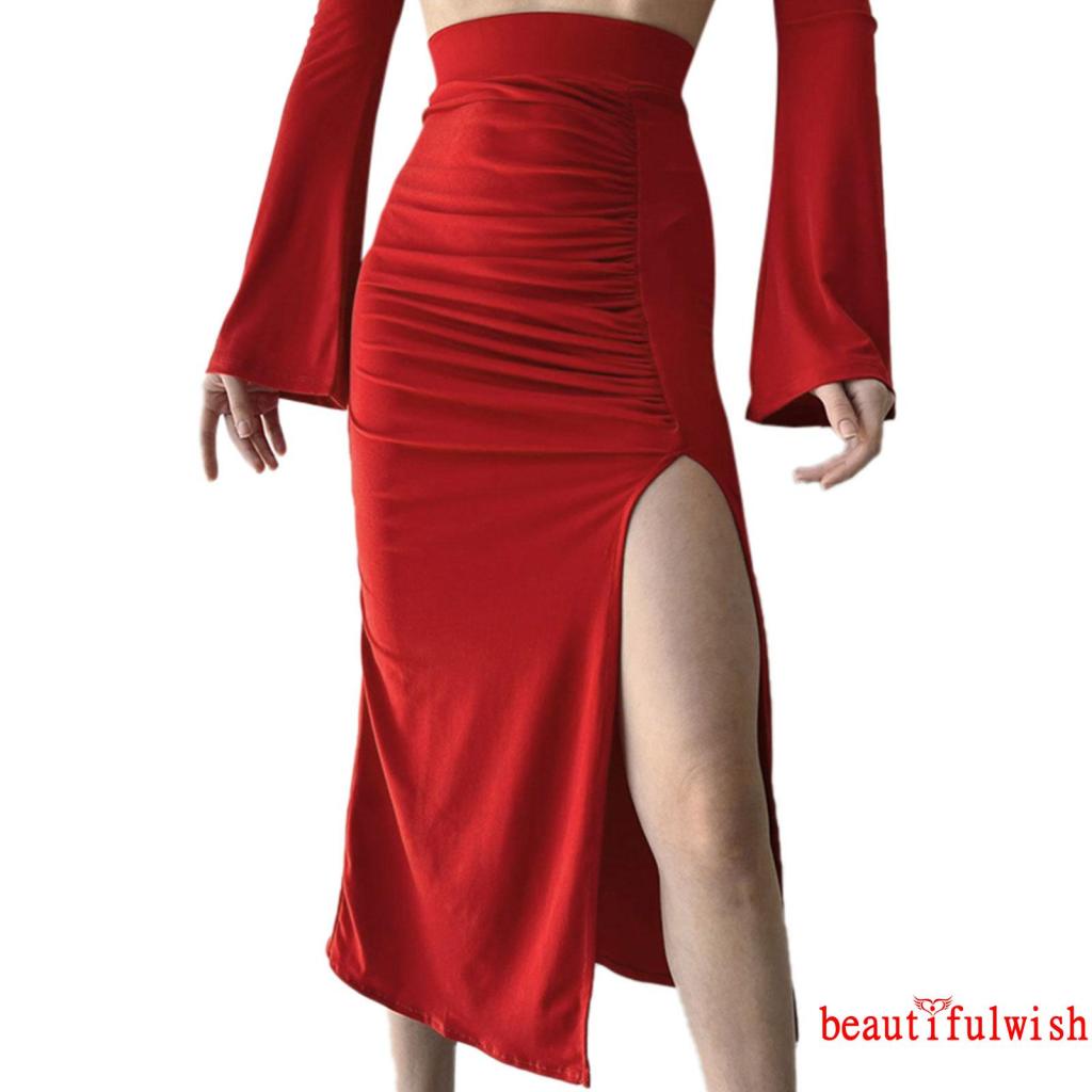 Red Haute - Ruched Skirt Pacific