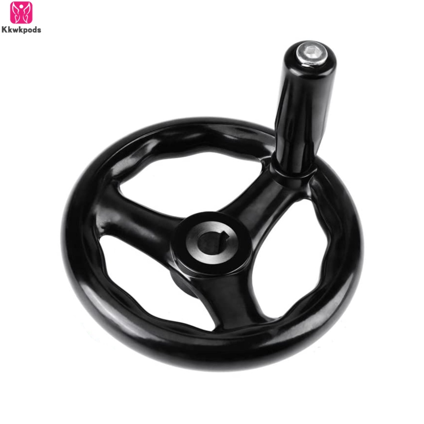 Hand Wheel Handle,Black Round 3 Spoke Hand Wheel for Lathe Milling