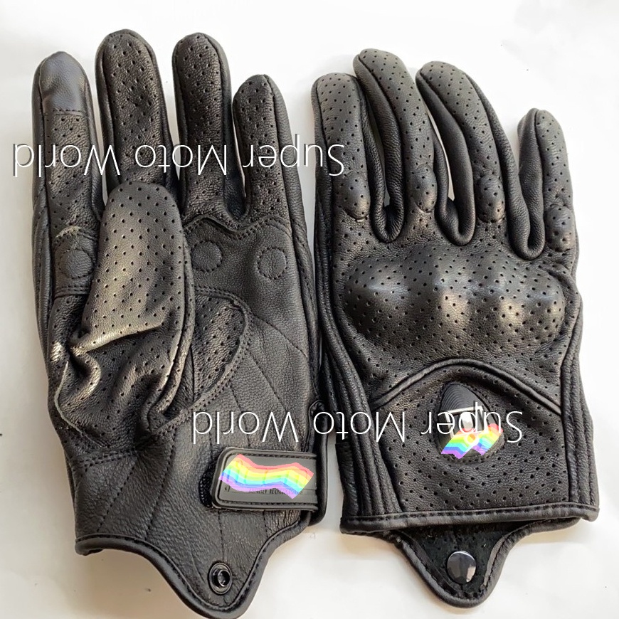 ICON Vintage Real Leather Motorcycle Gloves Waterproof Cross Unisex ...