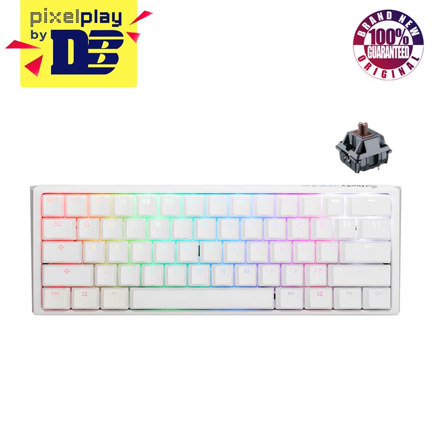 DUCKY One 3 Mini Pure White Hotswap RGB Double Shot PBT Mechanical Keyboard  (Cherry RGB Brown)