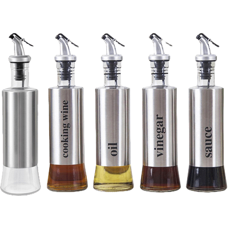 Annil Oil Bottle Dispenser Stainless Steel Jar Cruet Cooking Wine