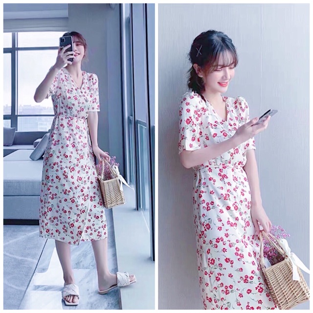Red flower dress split flaps (with real pictures) | Shopee Philippines