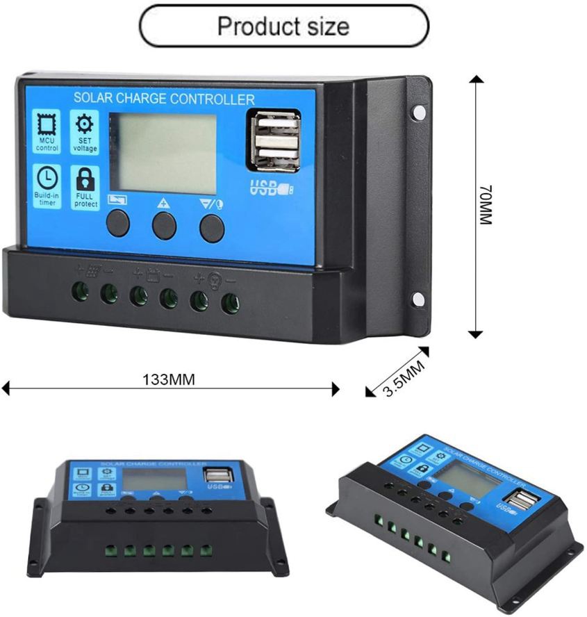10A 20A 30A 12V/24V Solar Panel Regulator Charge Controller with LCD ...