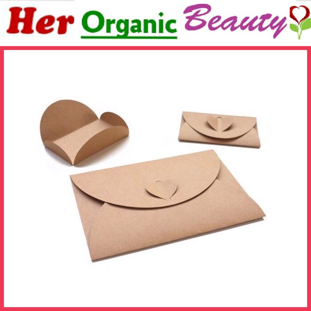 100 x 75 mm l 175 x 10 mm Foldable Mini Kraft Card with Heart Clasp ...