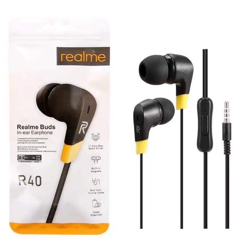 Realme R40 wired Headset Buds In-Ear Earphone Stereo good quality ...