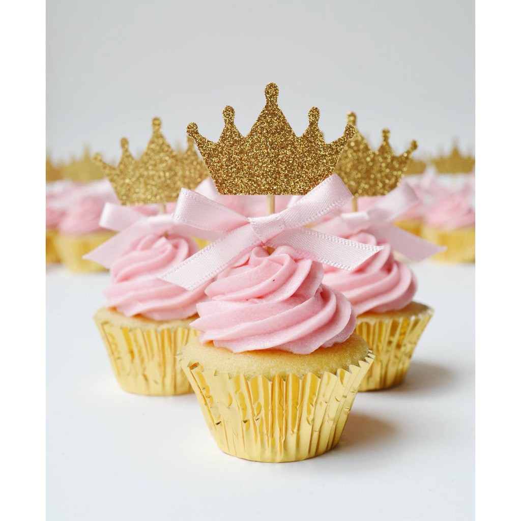 12pcs Glitter Crown Cupcake Toppers Shopee Philippines
